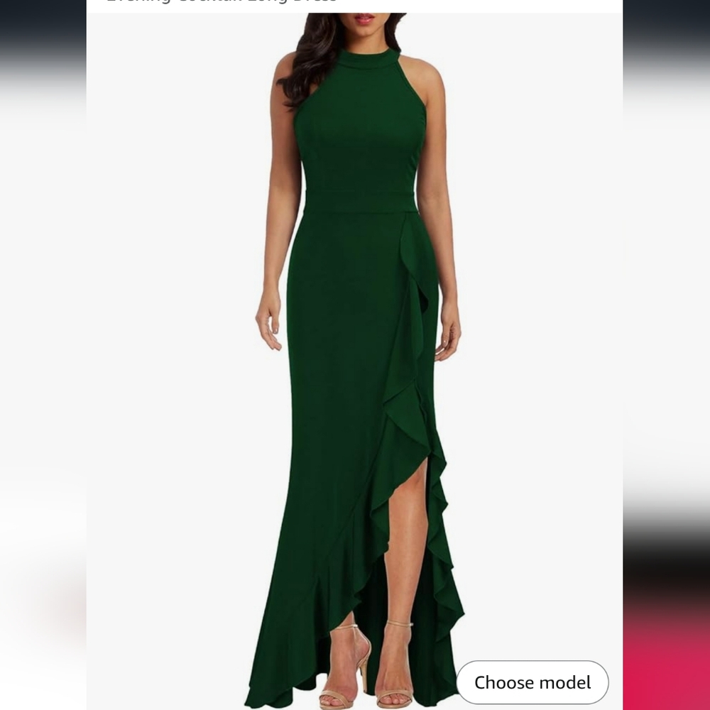 Green High Neck Split Bodycon Mermaid Evening Cocktail Long Dress Brand WOOSEA